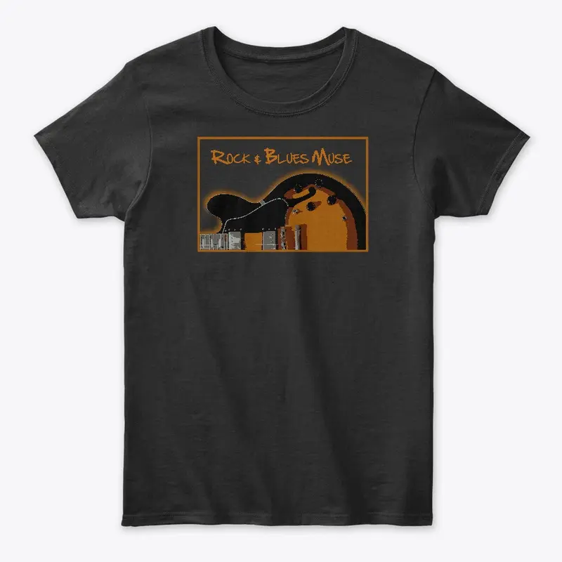 Orange Guitar on SS Black  - Womens