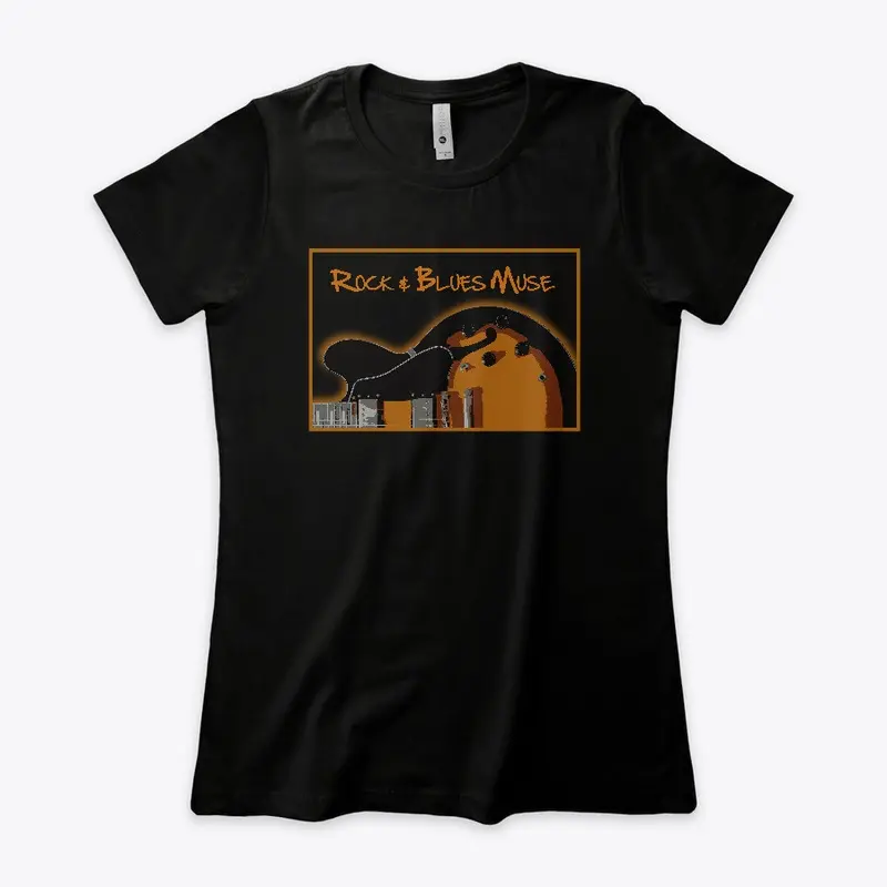 Orange Guitar on SS Black  - Womens