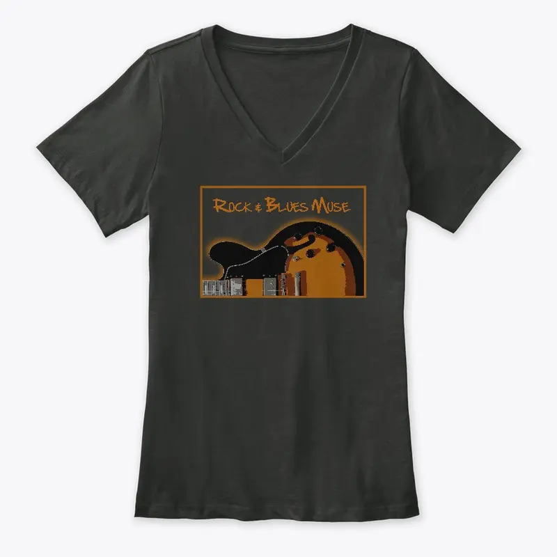 Orange Guitar on SS Black  - Womens